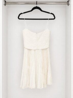 Khaite White Pleated Mini/Midi Dress | Excellent Condition | Bridal / Rehearsal